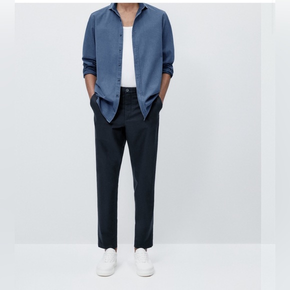 Other - = Massimo Dutti RELAXED FIT CANVAS CHINO TROUSERS Size 36